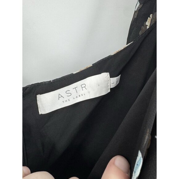 ASTR Sweatheart Neck Floral Maxi Dress Women Large Black Prairie Cottage Peasant - Picture 4 of 11